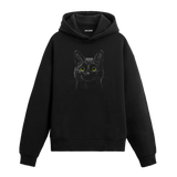 Black Cat Hoodie with Green Eyes