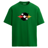 Vinyl Vibes Oversize Unisex T-Shirt – Müzik Temalı Bisiklet Yaka
