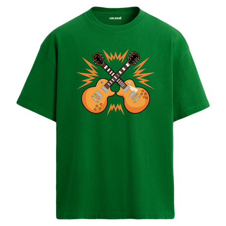 Rock Guitars Oversize Unisex T-Shirt – Bisiklet Yaka