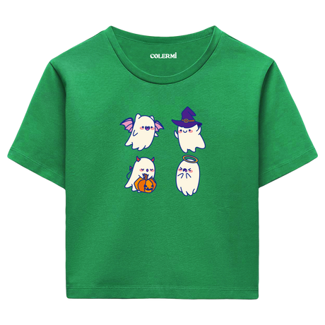 Sevimli Hayaletler Cadılar Bayramı Crop T-Shirt