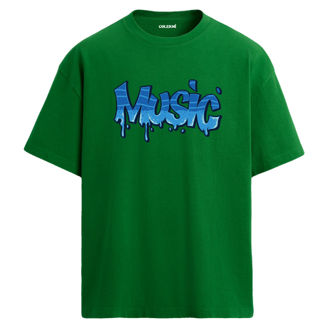 Graffiti Music Oversize Unisex T-Shirt – Bisiklet Yaka Müzik Temalı