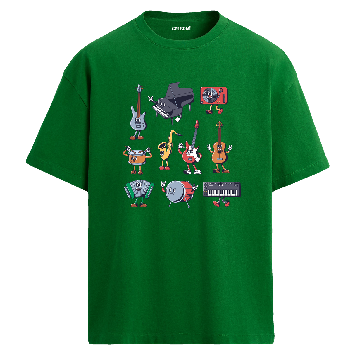 Enstrüman Karakterleri Bisiklet Yaka Oversize Unisex T-Shirt