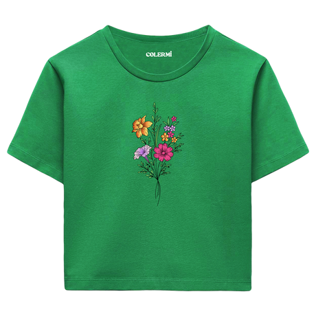 Crop T-Shirt - Çiçek Buketi Tasarımı