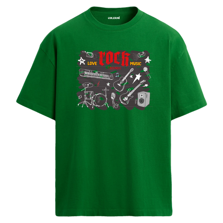Love Rock Music Oversize Unisex T-Shirt – Bisiklet Yaka