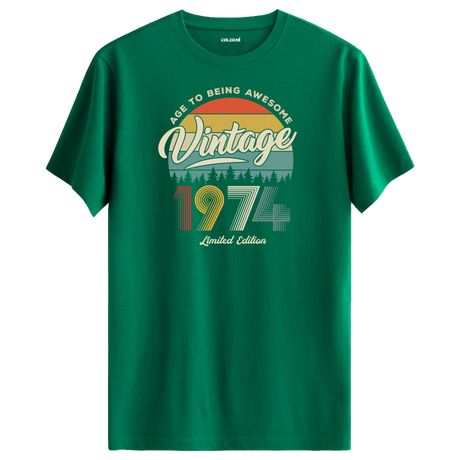1974 Nostalgia Vintage T-Shirt - Retro Sunset & Nature Design