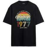 1977 Nostalgia Oversized T-Shirt - Retro Forest and Typography Design