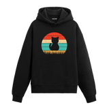 Retro Silhouette Cat Graphic Hoodie – Sunset Hues, Minimalist Elegance