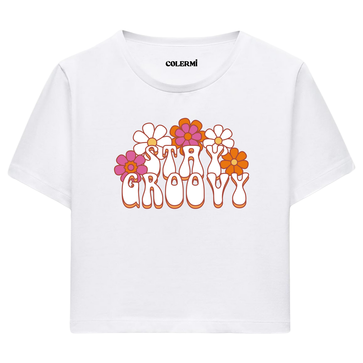 Colermi Retro Stay Groovy Crop Top Tişört
