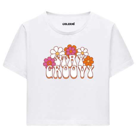 Colermi Retro Stay Groovy Crop Top Tişört