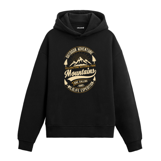 Mountains Are Calling Graphic Hoodie - Explore Nature, Yellowstone Adventure