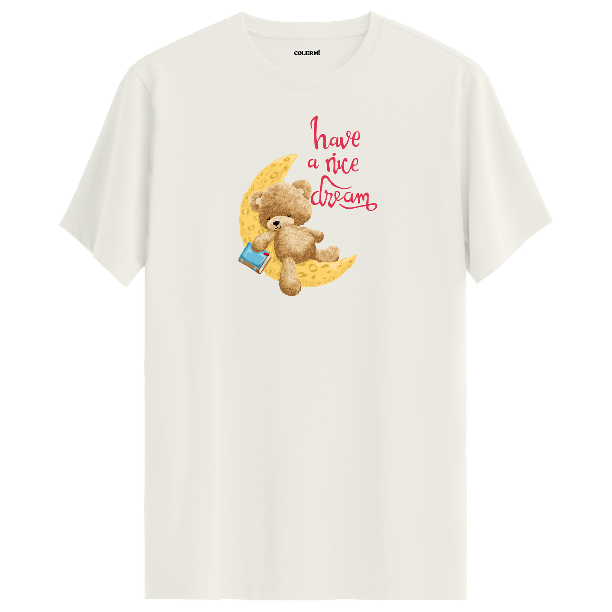 Moonlit Dream Bear Graphic T-Shirt - Peaceful Design, Dreamy Atmosphere