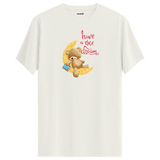 Moonlit Dream Bear Graphic T-Shirt - Peaceful Design, Dreamy Atmosphere