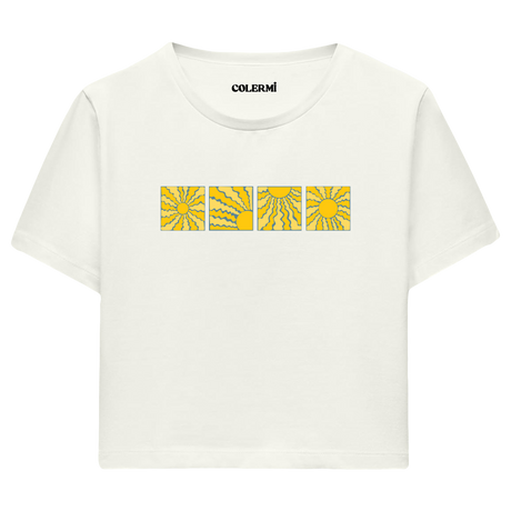 Colermi Güneş Desenli Crop Top Tişört