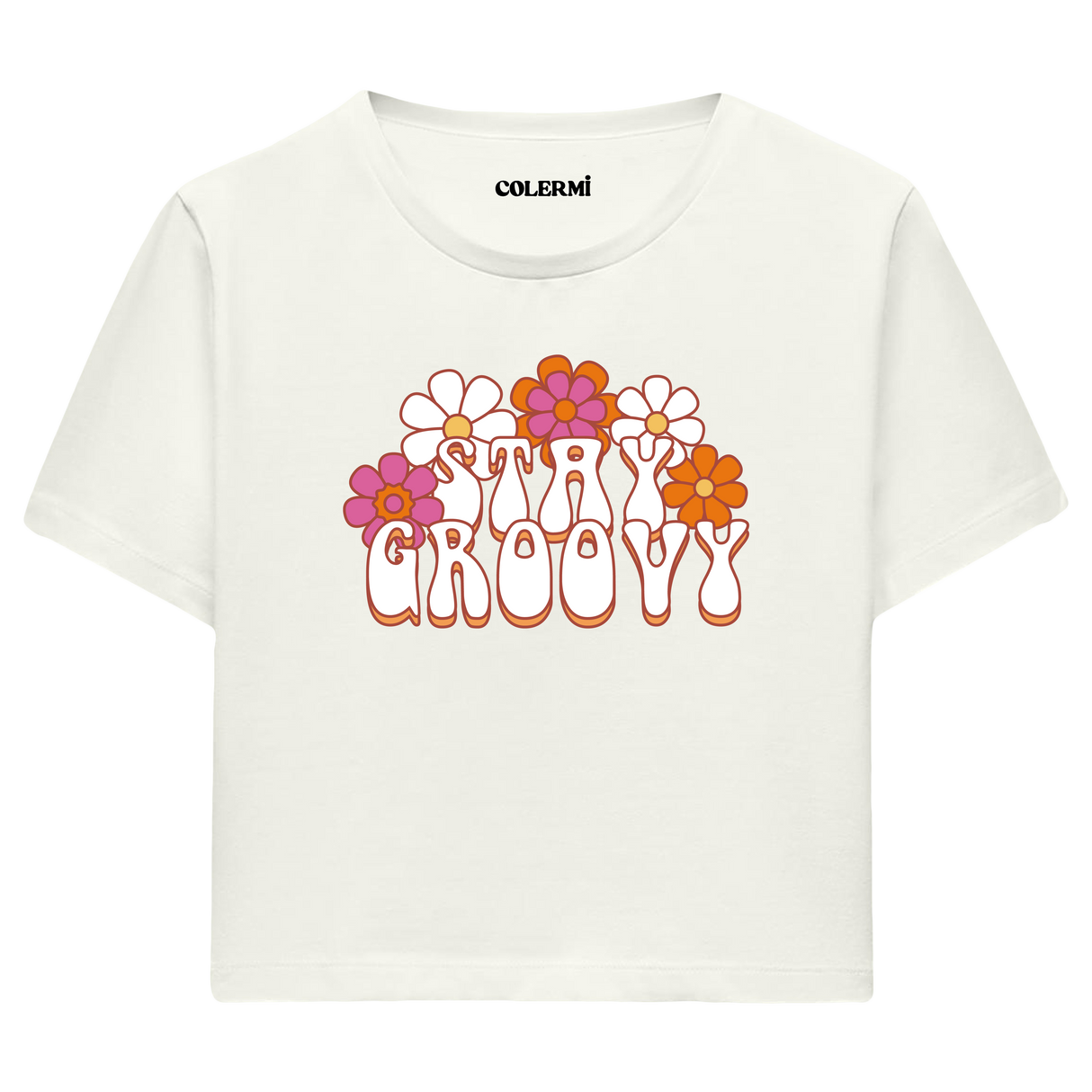Colermi Retro Stay Groovy Crop Top Tişört