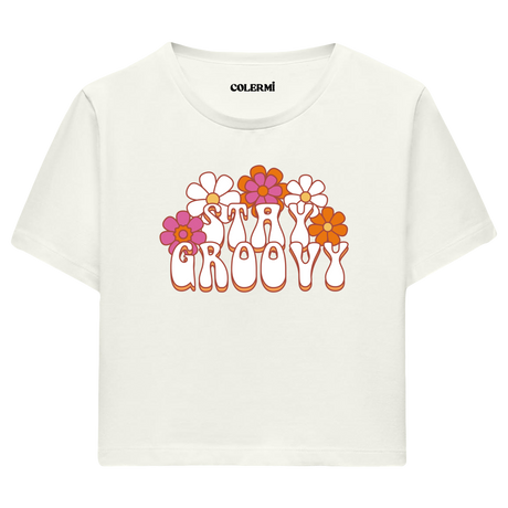 Colermi Retro Stay Groovy Crop Top Tişört