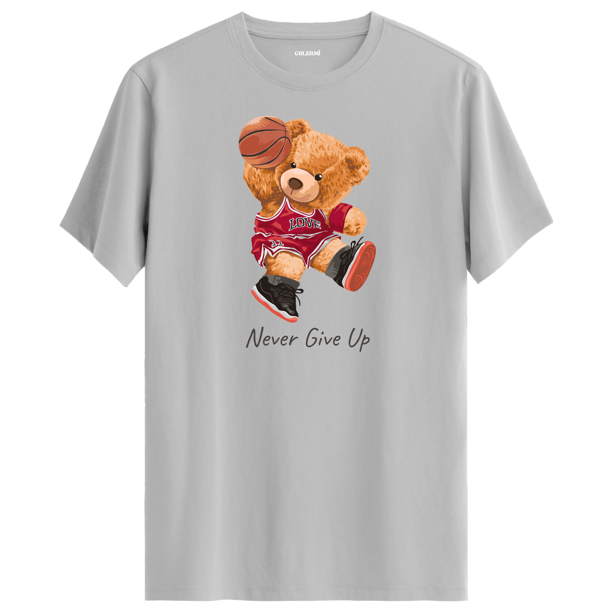 Basketball Bear "Never Give Up" T-Shirt - Inspiring Design, Sports Enthusiast