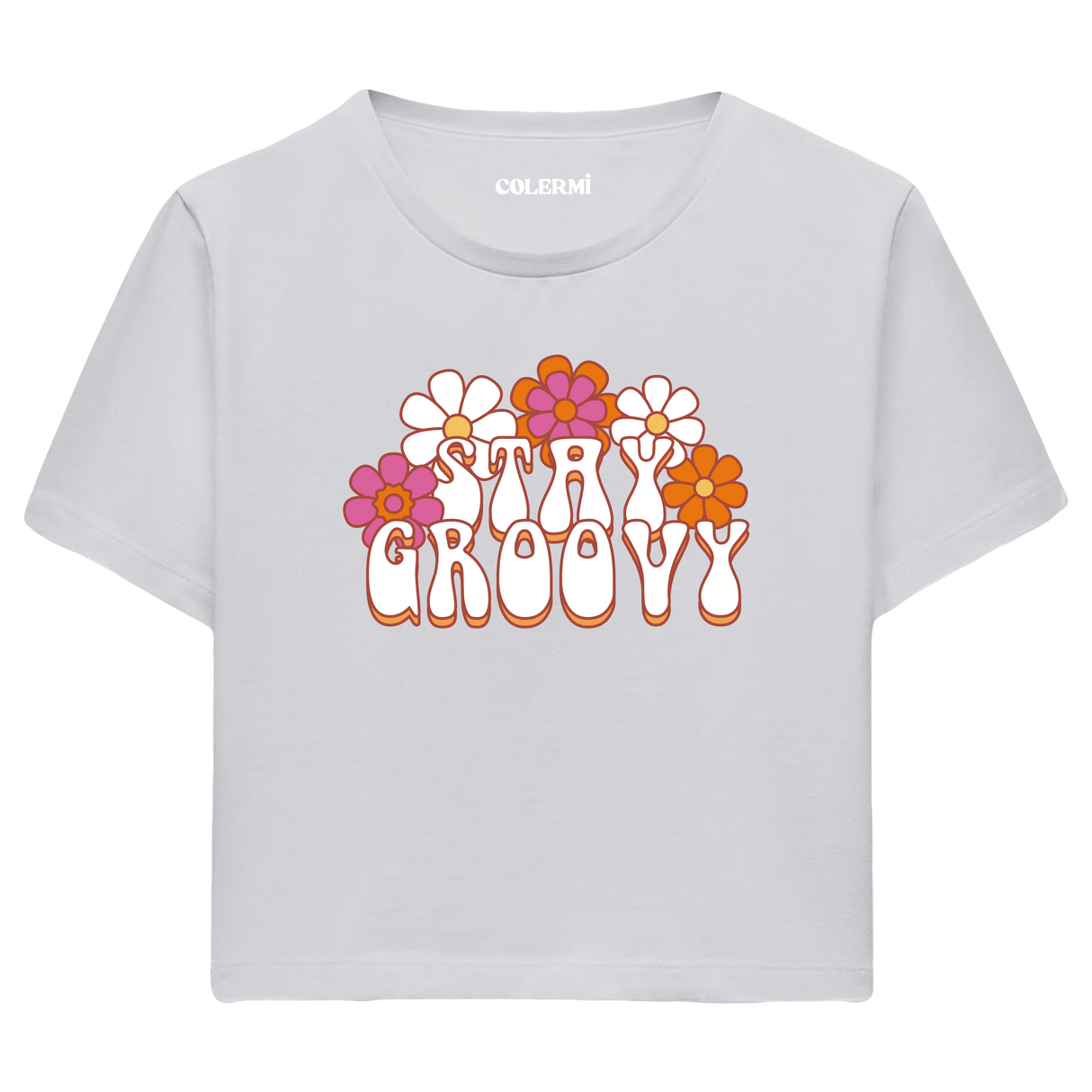 Colermi Retro Stay Groovy Crop Top Tişört