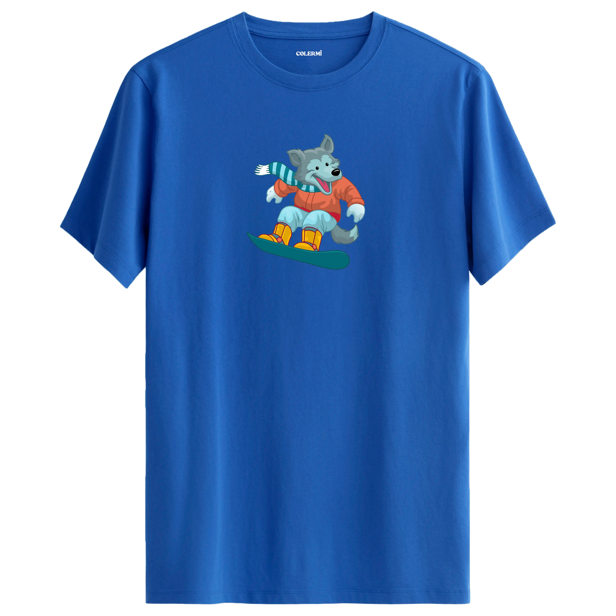 Snowboarding Wolf Crew Neck T-Shirt