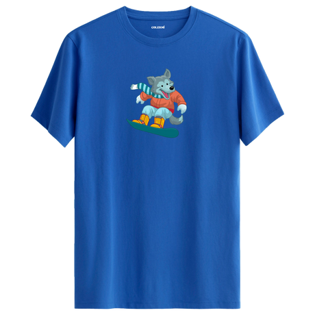 Snowboarding Wolf Crew Neck T-Shirt
