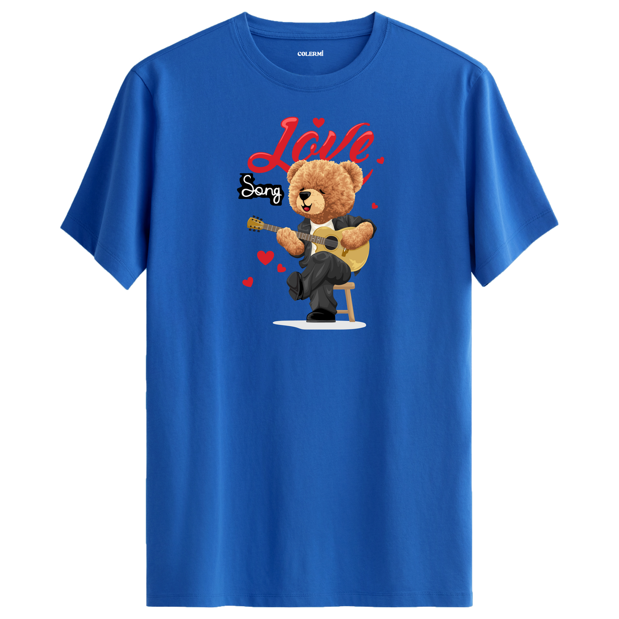 Love Song Bear Graphic T-Shirt - Romantic Design, Musical Passion
