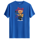 Love Song Bear Graphic T-Shirt - Romantic Design, Musical Passion