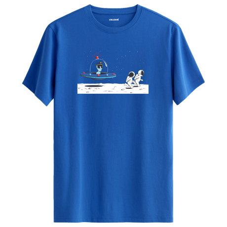 Meeting on the Moon - Space-Themed Crew Neck T-Shirt