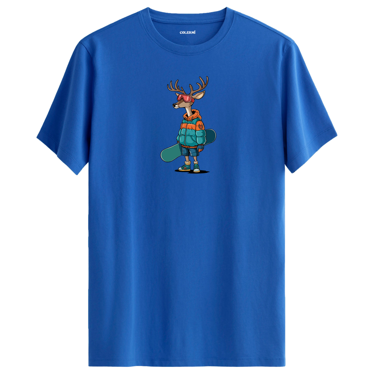 Snowboarding Deer Crew Neck T-Shirt