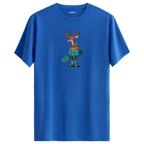 Snowboarding Deer Crew Neck T-Shirt