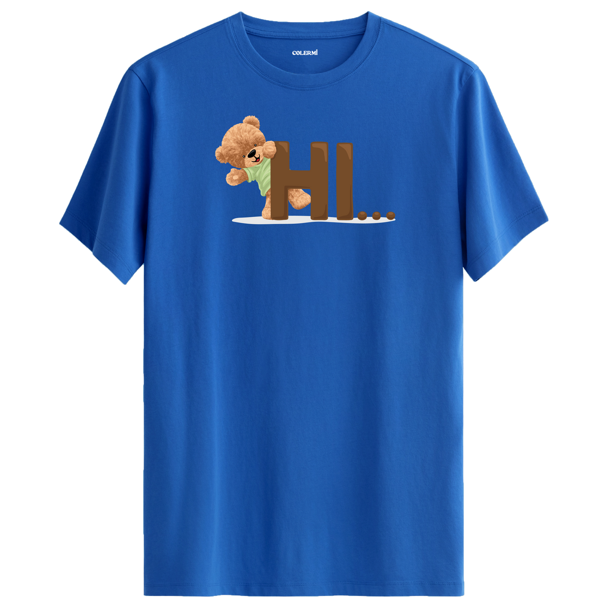 Cute Bear "Hi" Graphic Tee - Warm Greeting, Adorable Design