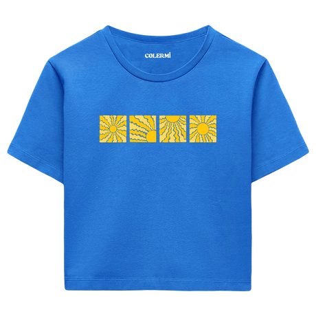 Colermi Güneş Desenli Crop Top Tişört