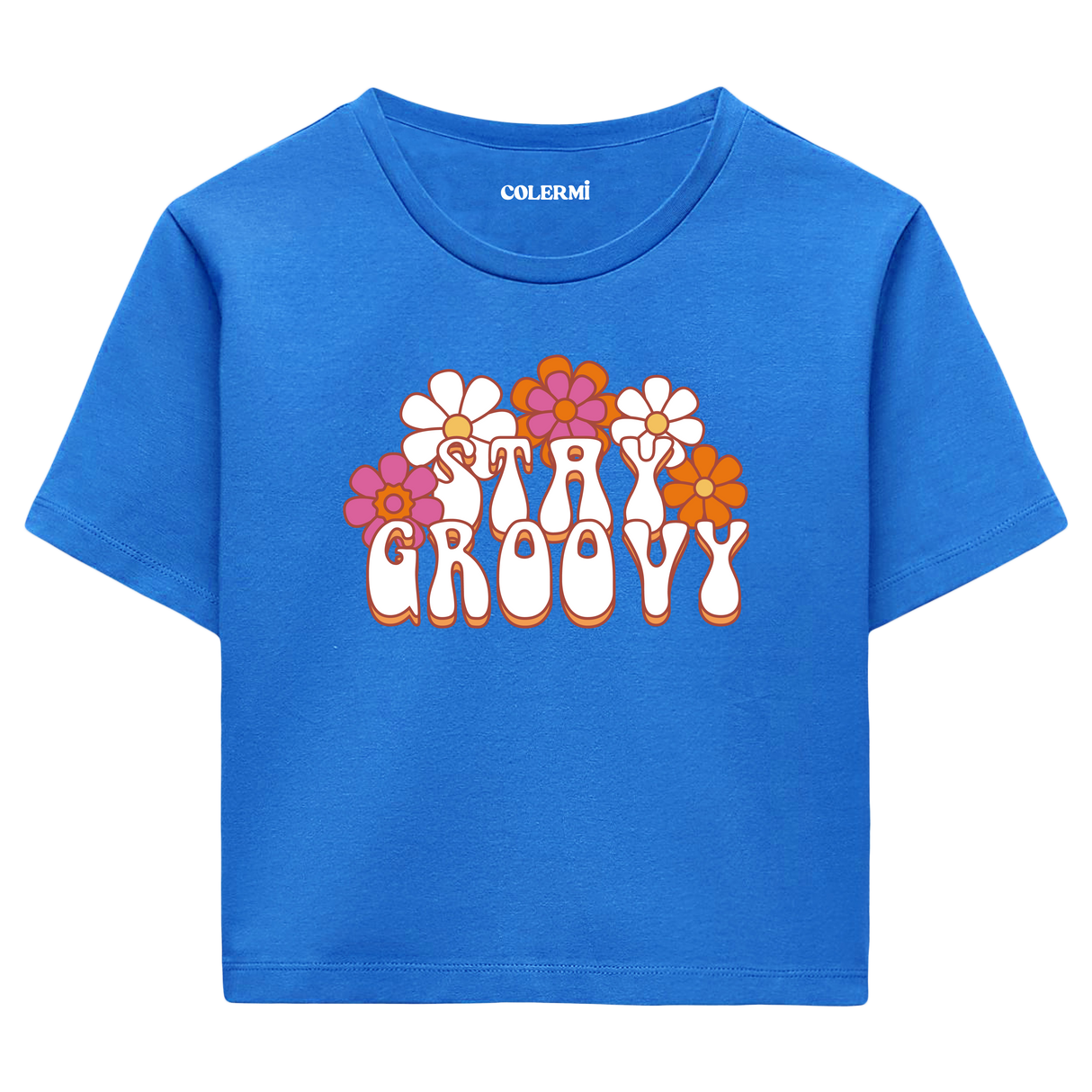 Colermi Retro Stay Groovy Crop Top Tişört