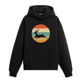 Retro Deer Silhouette Graphic Hoodie – Nature’s Elegance, Vintage Style