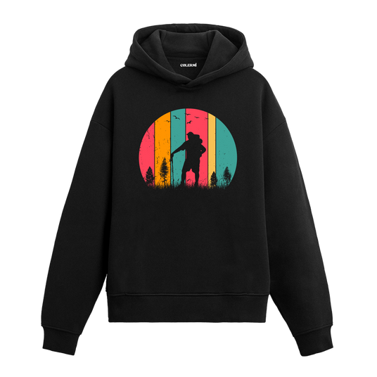Retro Explorer Graphic Hoodie – Nature, Adventure, and Bold Discovery