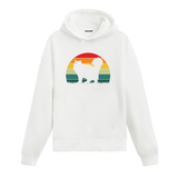 Retro Cat’s Elegance: Sunset Silhouette Graphic Hoodie
