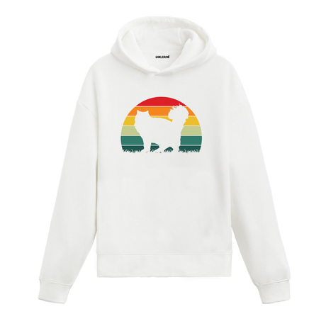 Retro Cat’s Elegance: Sunset Silhouette Graphic Hoodie