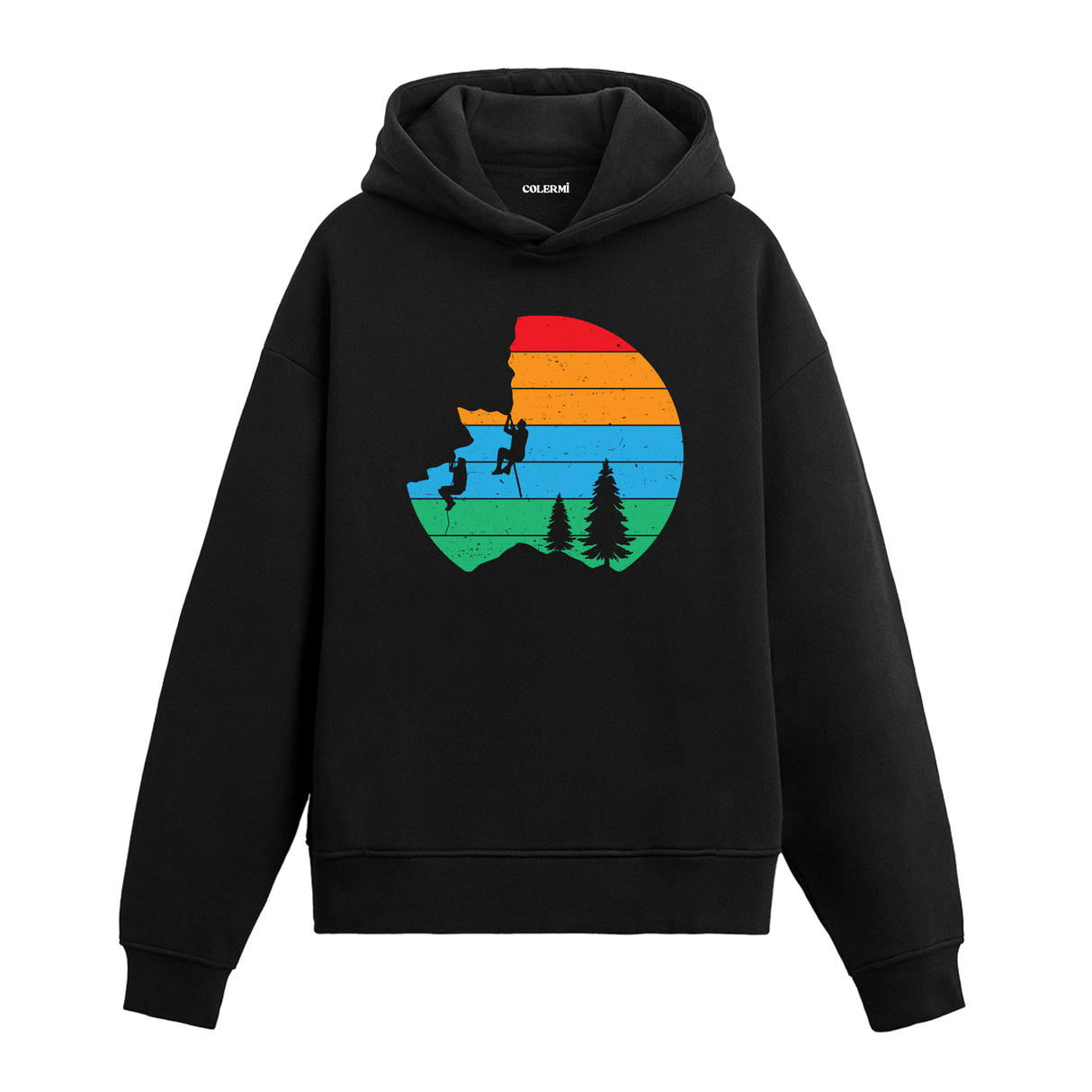 Retro Climbing Adventure Graphic Hoodie – Courage, Nature, and the Thrill of the Climb