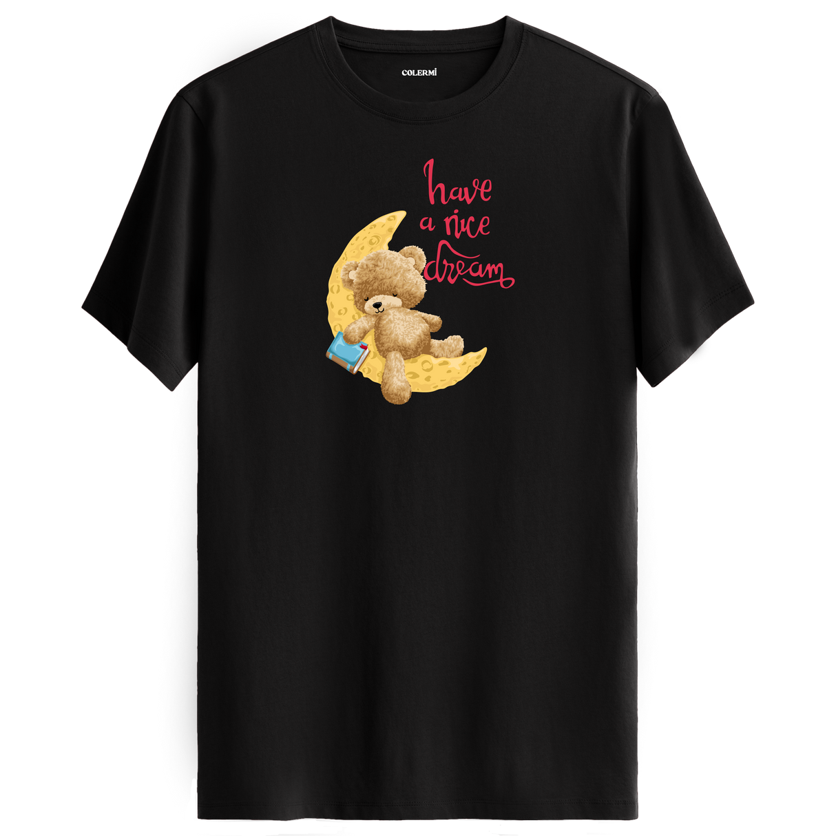 Moonlit Dream Bear Graphic T-Shirt - Peaceful Design, Dreamy Atmosphere