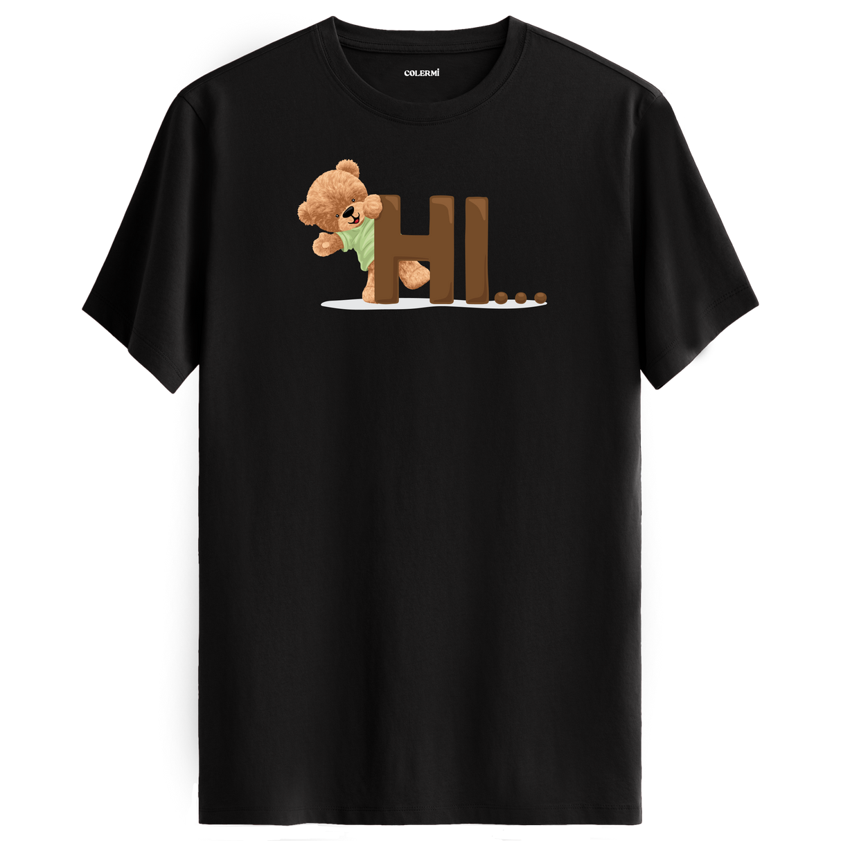 Cute Bear "Hi" Graphic Tee - Warm Greeting, Adorable Design