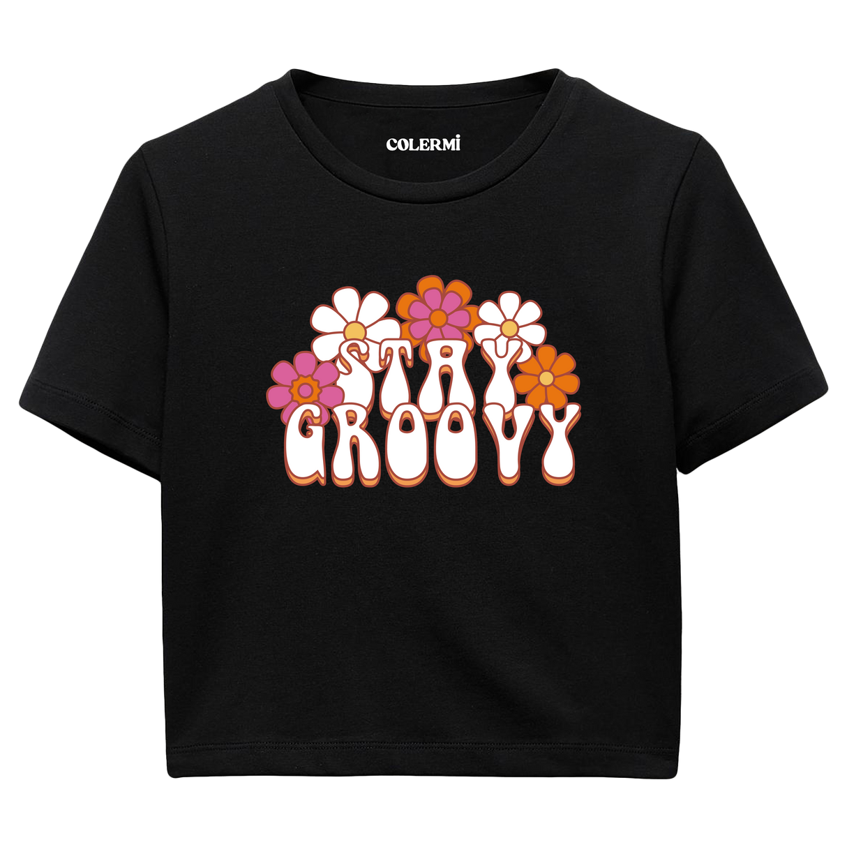 Colermi Retro Stay Groovy Crop Top Tişört