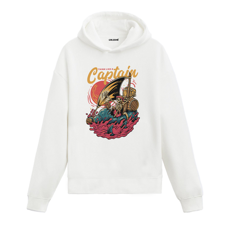 Think Like a Captain Graphic Hoodie – Retro Seafarer, Bold Adventure