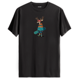 Snowboarding Deer Crew Neck T-Shirt
