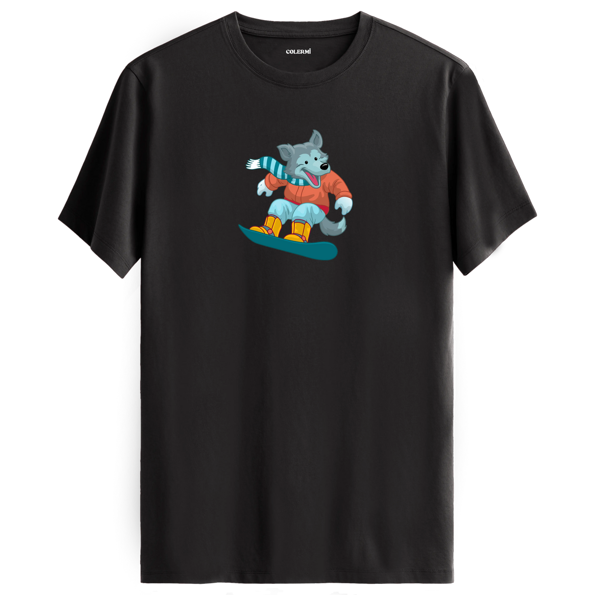 Snowboarding Wolf Crew Neck T-Shirt