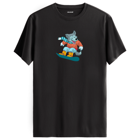 Snowboarding Wolf Crew Neck T-Shirt