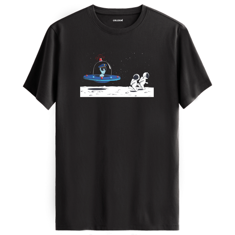 Meeting on the Moon - Space-Themed Crew Neck T-Shirt