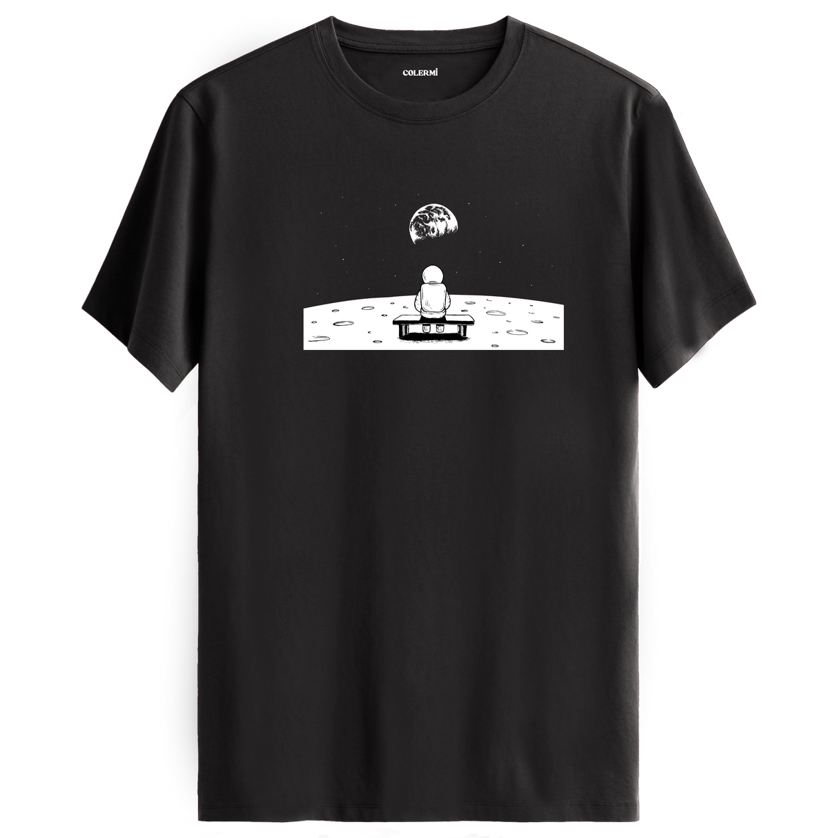 Lunar Reflection - Space-Themed Crew Neck T-Shirt