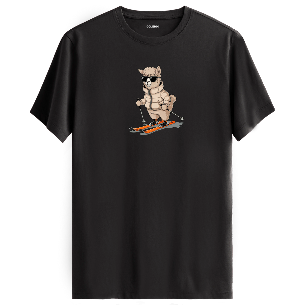 Skiing Alpaca Crew Neck T-Shirt