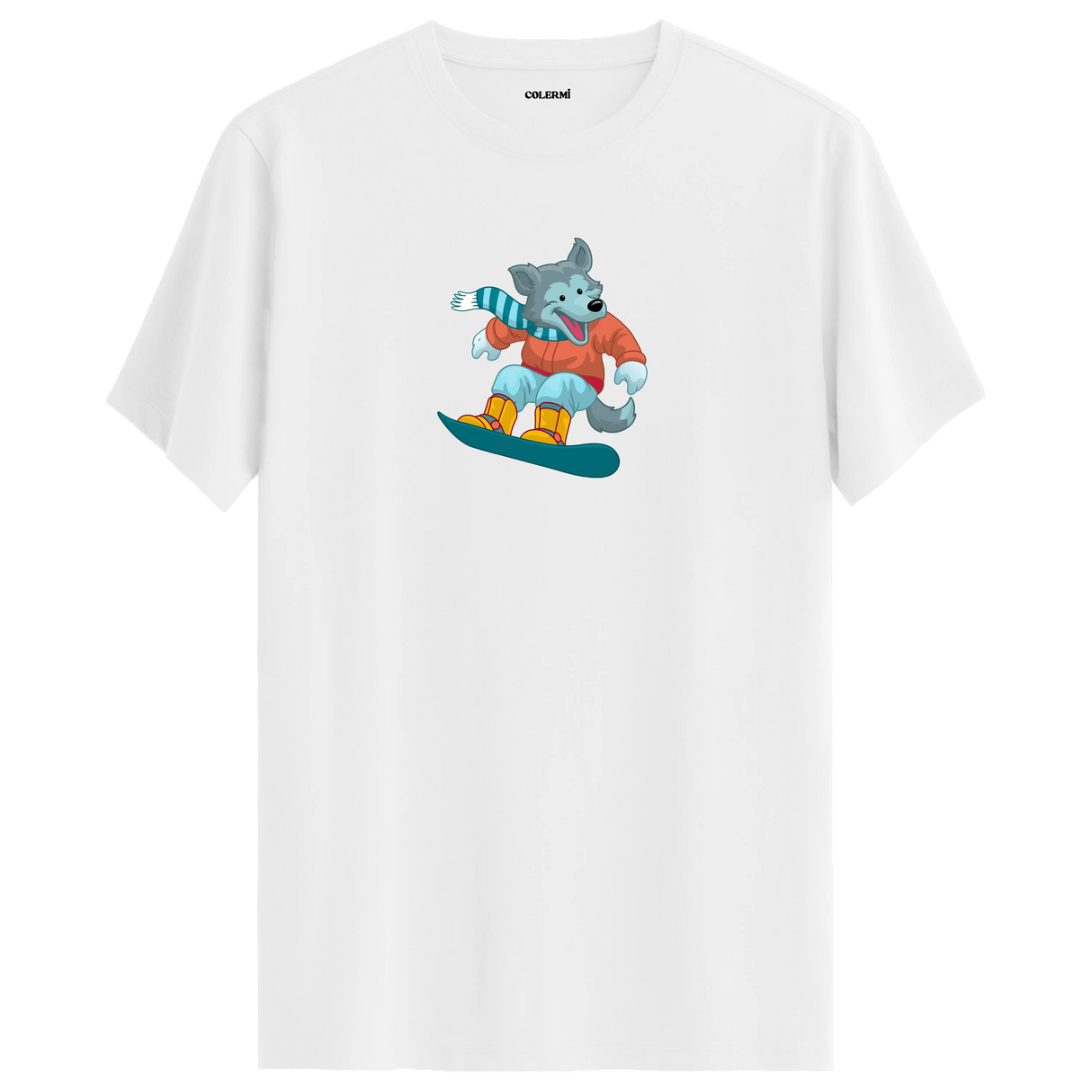 Snowboarding Wolf Crew Neck T-Shirt