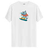 Snowboarding Wolf Crew Neck T-Shirt