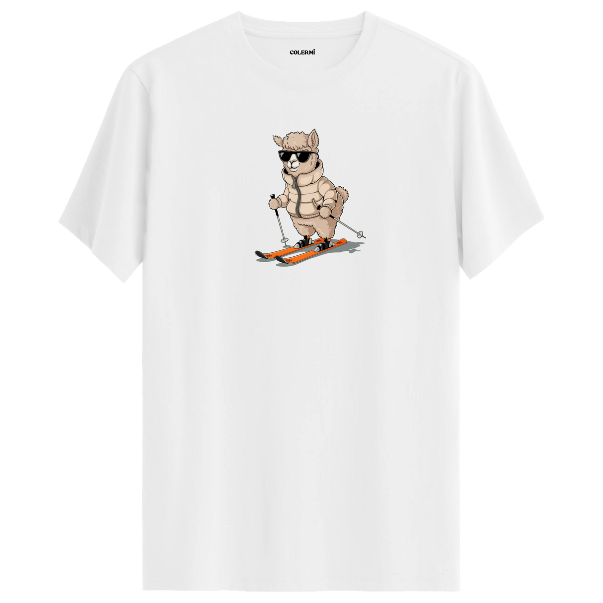 Skiing Alpaca Crew Neck T-Shirt