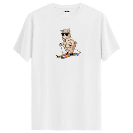 Skiing Alpaca Crew Neck T-Shirt